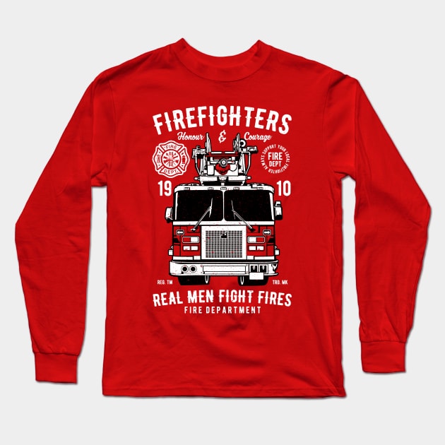 Real men fight fires Long Sleeve T-Shirt by Carlosj1313